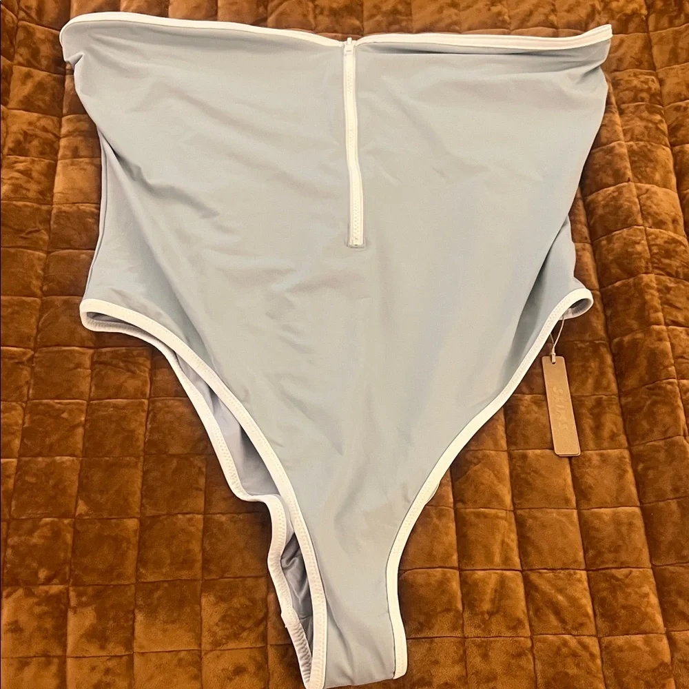 SKIMS Sporty Zipper Swim Strapless One-Piece